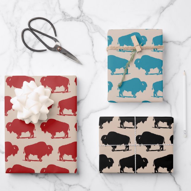 Feuille De Papier Cadeau Southwestern Buffalo Pattern (Recto)