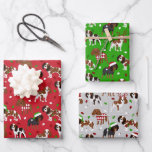 Feuille De Papier Cadeau Spaniel de Christmas<br><div class="desc">Chiens mignons du roi Charles Charles Spaniel habillés de tenues de vacances festives,  chapeaux de Père Noël et chandails de Jacquard avec des ornements de Noël éparpillés.ern.</div>