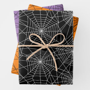 Feuille De Papier Cadeau Spiderweb Halloween noir et blanc