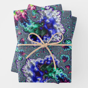 Feuille De Papier Cadeau Spirale Abstraite Fractale Colorée Trippy Groovy