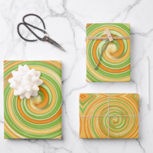 Feuille De Papier Cadeau Spirale de couleurs d'agrumes amusantes