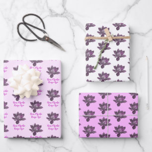 Feuille De Papier Cadeau Spirituelle Partiellement Violet Lotus Fleur Nam M