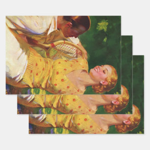 Feuille De Papier Cadeau Sports vintages Tennis, Amour et Romance