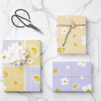 Feuille De Papier Cadeau Spring Pastel Floral & Hearts