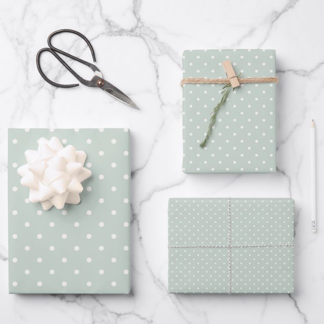 Feuille De Papier Cadeau Spring Polka Dots Classic | Sage Muted (Recto)