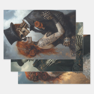 Feuille De Papier Cadeau Squelette gothique, Proposition, Mariage, Lune de