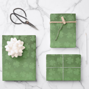 Feuille De Papier Cadeau St. Patrick's Day green shamrock ombre motif