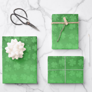 Feuille De Papier Cadeau St. Patrick's Day green shamrock ombre motif