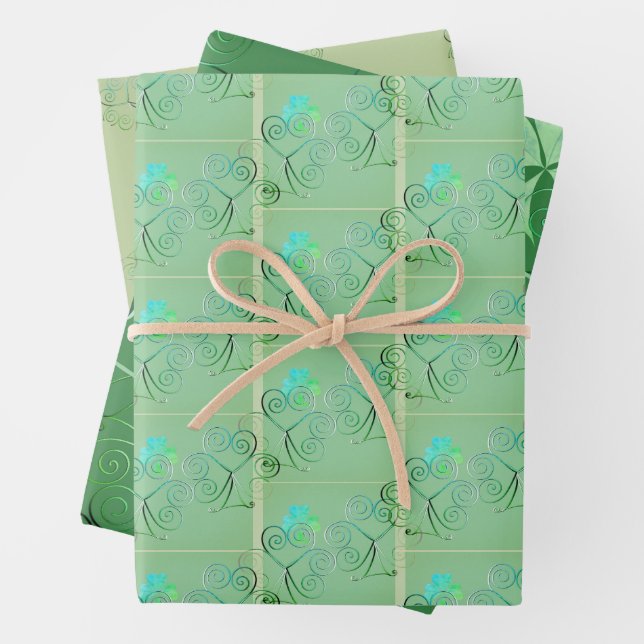 Feuille De Papier Cadeau St. Patrick's Shamrock Pale Green (En situation)