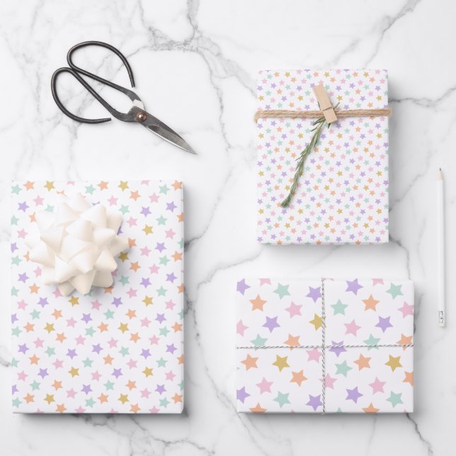 Feuille De Papier Cadeau Star Confetti (Pastel) (Recto)