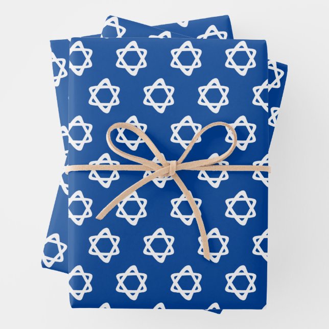 Feuille De Papier Cadeau Star of David Jewish Bar Mitzvah Hanoukka Simple (En situation)