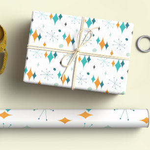 Feuille De Papier Cadeau Starburst Motif moderne du milieu du siècle