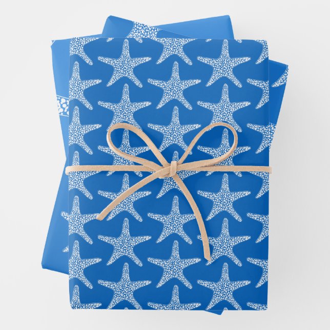 Feuille De Papier Cadeau Starfish Beach Summer Ocean Blue Mariage (En situation)