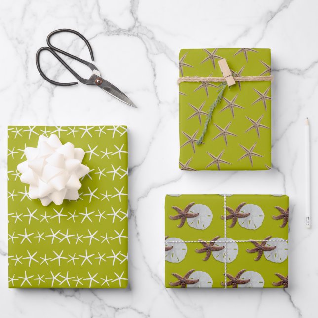 Feuille De Papier Cadeau Starfish Chartreuse Green Toutes les occasions (Recto)