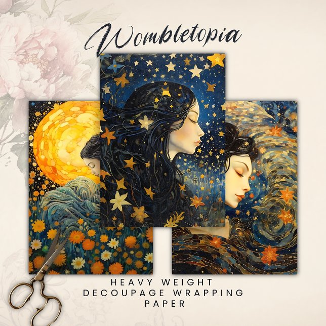 Feuille De Papier Cadeau Starry Night Art Nouveau Dream Girl Découpage (Créateur téléchargé)