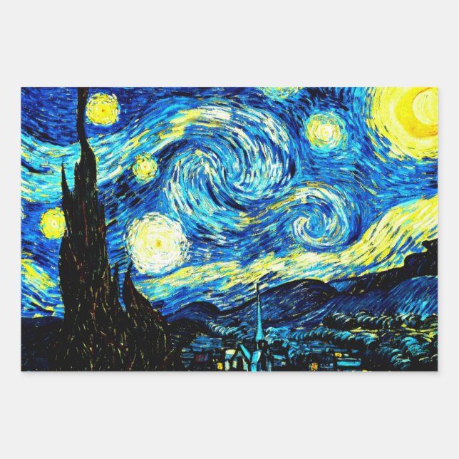 Feuille De Papier Cadeau Starry Night, art van Gogh mondialement connu (Devant 2)