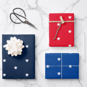 Feuille De Papier Cadeau Stars rouge blanc et bleu motif patriotique cadeau