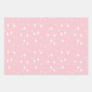 Feuille De Papier Cadeau Stars Stardust Retro Stars Rose esthétique