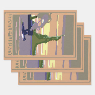 Feuille De Papier Cadeau Statue de la Liberté à New York, Voyage Vintage