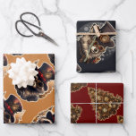 Feuille De Papier Cadeau Steampunk Christmas Tree Wolf Raccoon 3 modèles<br><div class="desc">Steampunk Christmas Tree Wolf Raccoon 3 motifs différents</div>