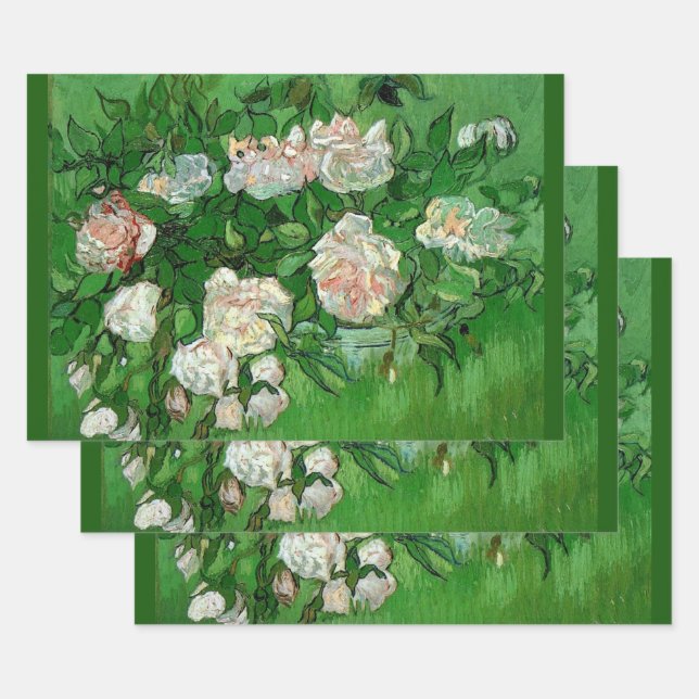 Feuille De Papier Cadeau Still Life : Roses roses roses de Vincent van Gogh (Lot)
