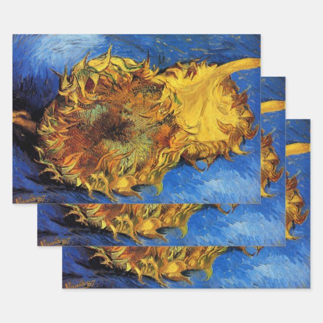 Feuille De Papier Cadeau Still Life Two Cut Sunflowers par Vincent van Gogh (Lot)