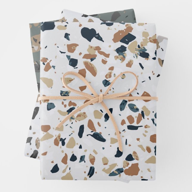 Feuille De Papier Cadeau Stone Terrazzo Pattern  (En situation)