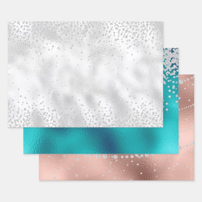 Feuille De Papier Cadeau Strass métallisé aspect paillettes de diamant (Lot)