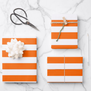Feuille De Papier Cadeau Stripes orange et blanc