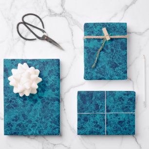 Feuille De Papier Cadeau Structure en marbre bleu Terrazzo