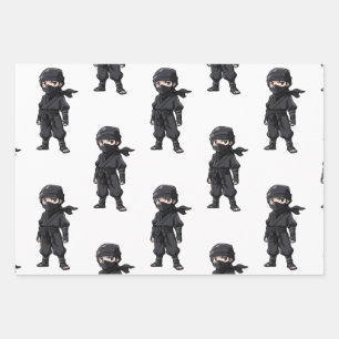 Feuille De Papier Cadeau Style Anime Ninja Guerriers Garçons Fête d'anniver