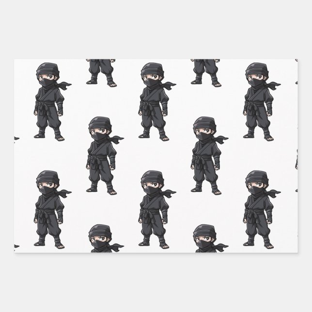 Feuille De Papier Cadeau Style Anime Ninja Guerriers Garçons Fête d'anniver (Devant)