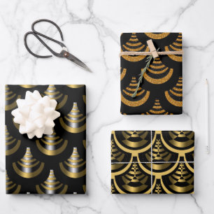 Feuille De Papier Cadeau Style Art Déco Gold & Black de la nouvelle année