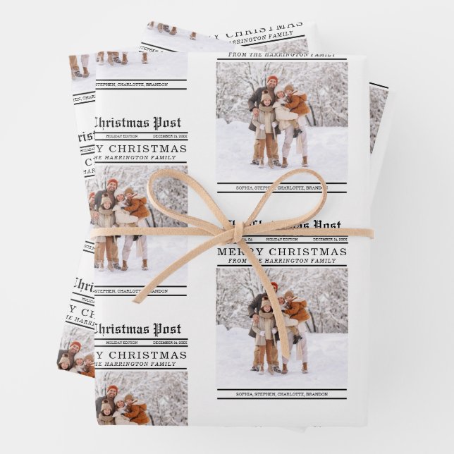 Feuille De Papier Cadeau Style de journal Salutation de Noël (En situation)