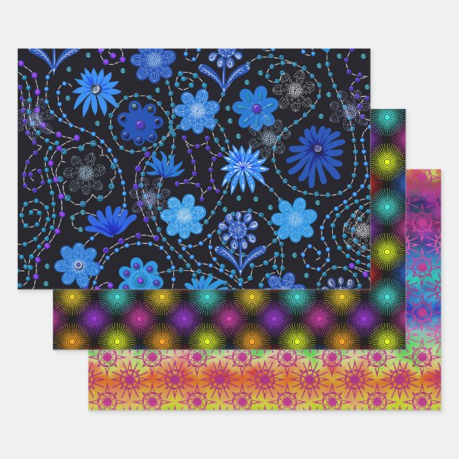 Feuille De Papier Cadeau Style hippie lumineux et magnifique (Lot)
