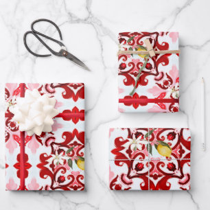 Feuille De Papier Cadeau style italien, carreaux, majolica, citron, impress