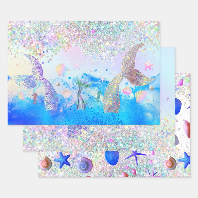 Feuille De Papier Cadeau style mermaid (Lot)