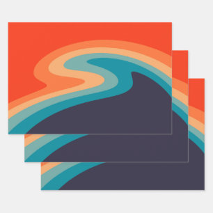 Feuille De Papier Cadeau Style rétro coloré design tourbillon