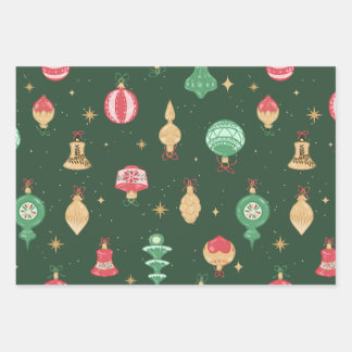 Feuille De Papier Cadeau Style vintage Ornement de Noël Motif - Vert