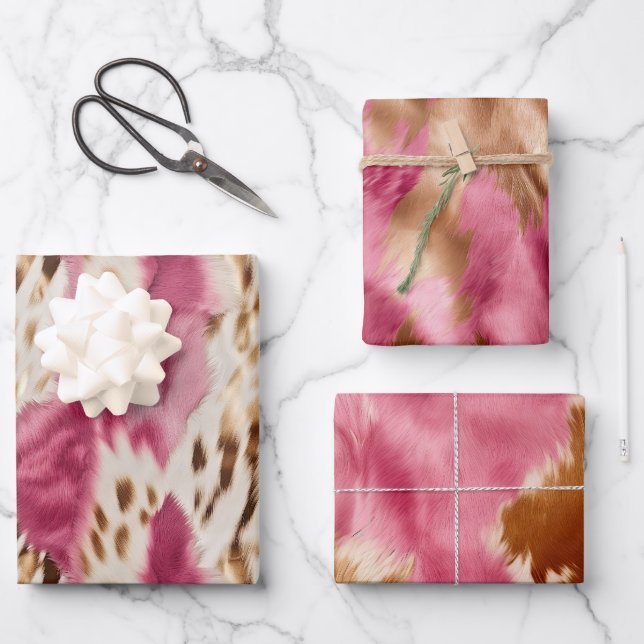 Feuille De Papier Cadeau Stylish Girly Rose White Gold Zebra (Recto)