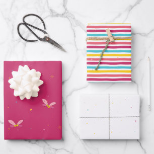 Feuille De Papier Cadeau Sucré bonbon et rose brillant ensemble de