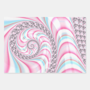 Feuille De Papier Cadeau Sucre de canne bleu rose pastel Spiral Fractal