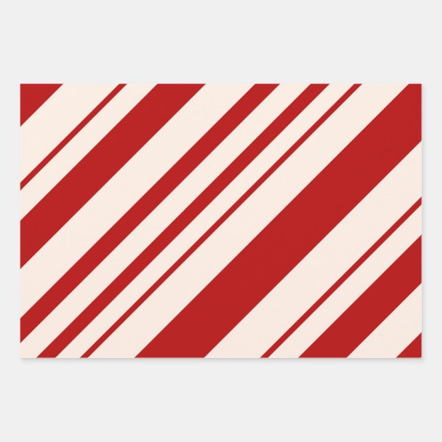 Feuille De Papier Cadeau Sucre de canne de Noël Stripes Motif de vacances (Devant)