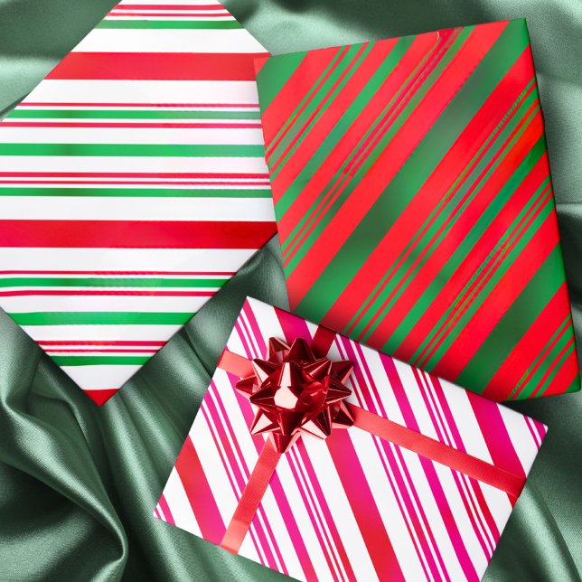 Feuille De Papier Cadeau Sucre de canne Motifs Noël Rouge et Vert Blanc (Créateur téléchargé)