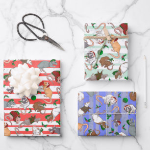 Feuille De Papier Cadeau Sucre de canne Pet Rattie Noël!
