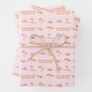 Feuille De Papier Cadeau Sufer Girl Anniversaire Cadeau