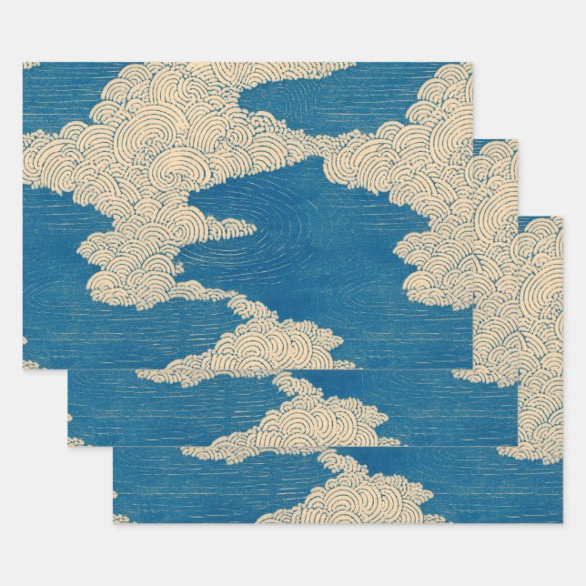Feuille De Papier Cadeau Summer, Clouds and Ripples (Lot)
