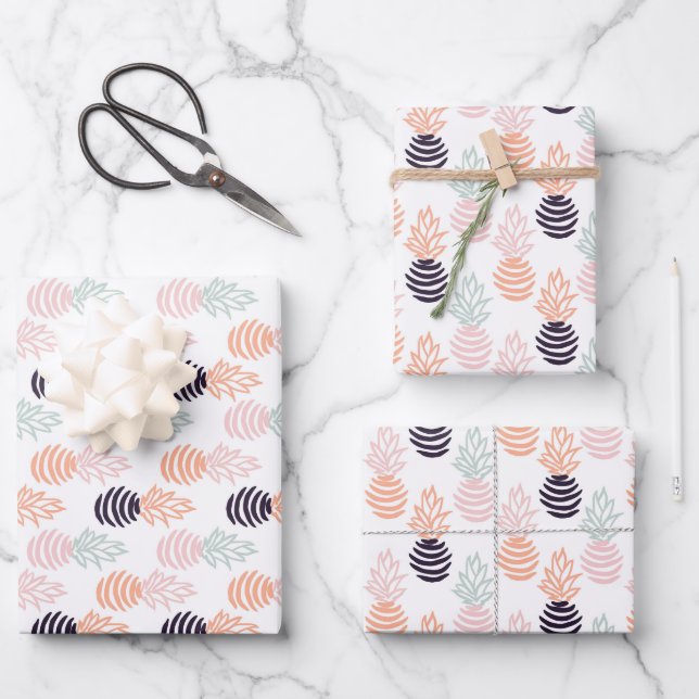Feuille De Papier Cadeau Summer colorful pineapple fruit pattern (Recto)