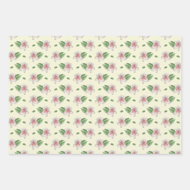 Feuille De Papier Cadeau Summer Lily Floral Seamless Pattern (Devant)