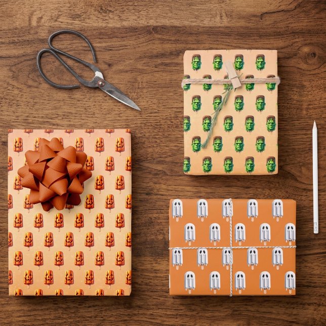 Feuille De Papier Cadeau Summerween Été Halloween JackoLantern Sucette (Créateur téléchargé)